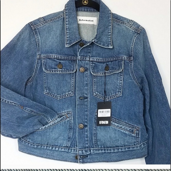WOMENS REFORMATION DIXON DENIM  JEAN JACKET -L- NWT ! - ⭐️💥🥳 HOST PICK!!⭐️💥🥳 - Picture 3 of 5
